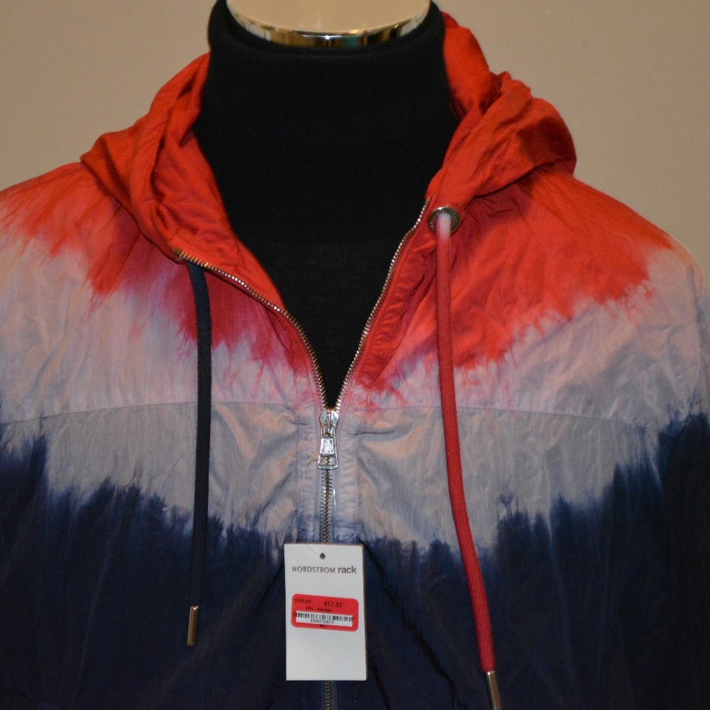 NWT $1,295 Moncler Men's Saut Tie-Dye Hooded Jacket Blue/Red/Whit 5/XL Authentic